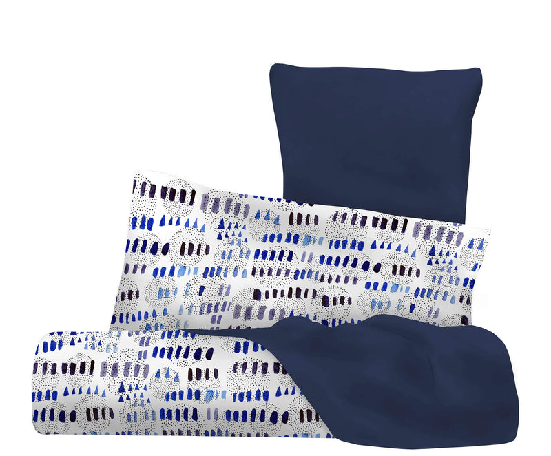 Copripiumino con Stampa sul Sacco e Federe Doubleface Punti e Linee