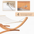Amaca da Giardino 392x120x102 cm con Supporto in Legno di Pino e Cotone Bianca