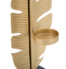 Scultura Foglia con Portacandele Glam 10x10x30 cm in Ferro Oro e Nero