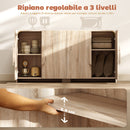 Credenza da Cucina 157x39x82 cm con 2 Armadietti Ante Soft-Close e Ripiani Regolabili in Legno Naturale      