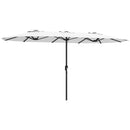 Ombrellone Doppio a 12 Stecche 459x266x235 cm con Manovella in Metallo e Poliestere Bianco      