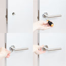 Maniglie per Porta da Interno con Rosetta Ø53 mm Modello L Recta Acciaio Nickel Satinato. Emuca