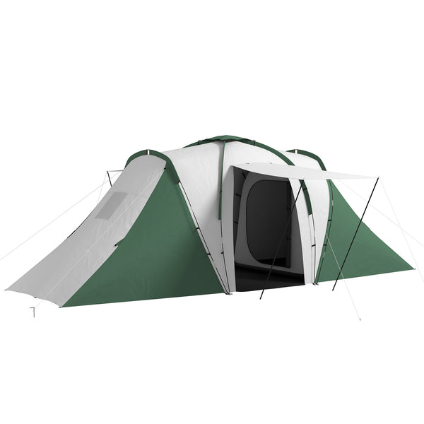 Tenda da Campeggio 555x225x190 cm per 4-6 Persone con 2 Camere Grigio e Verde acquista