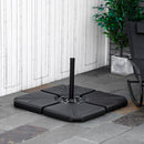 Base per Ombrellone da Giardino 4 Pezzi in Plastica Riempibili con Acqua e Sabbia Nero
