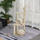 Tiragraffi Multiattività per Gatti in Legno Sisal 40x40x121 cm  Beige