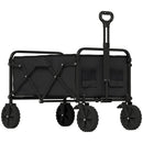 Carrello da Giardino o Campeggio Pieghevole Capacità 90L con Manico Regolabile e Portabicchieri in Metallo e Tessuto Oxford Nero      