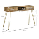 Tavolo Consolle Ingresso 120x29x79 cm in Truciolato e Acciaio Bronzo