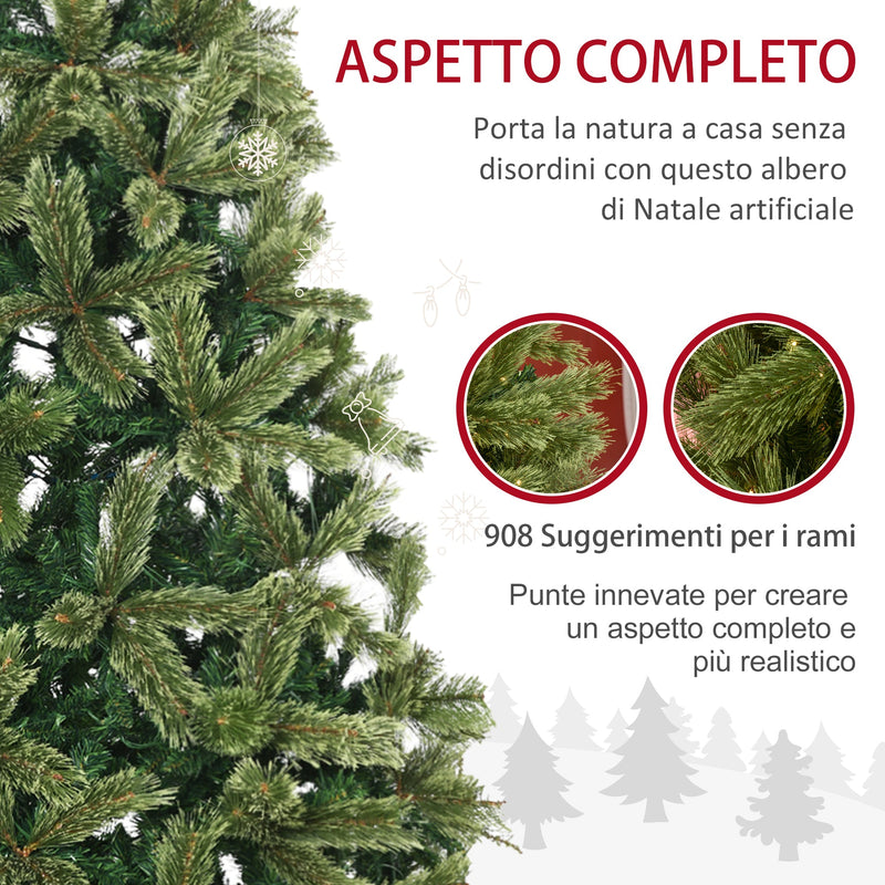 Albero di Natale Artificiale H210 cm 908 Rami con 350 Luci LED Verde