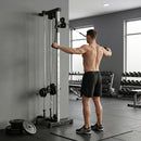 Lat Machine da Parete 62x60x200 cm con Pulegge Regolabili Stazione a Cavi con Pulldown e Carico Pesi Regolabile in Acciaio Nero      