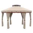 Gazebo da Giardino 4x4m con Tende in Acciaio e Poliestere Marrone