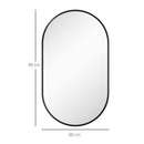 Specchio da Bagno Ovale da Parete 60x90 cm con Cornice in Alluminio Nero   