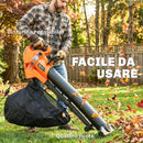 Soffiatore 3-in-1 con Funzione Aspiratore Trituratore per Foglie 3000W in PP e Tessuto Nero e Arancione      