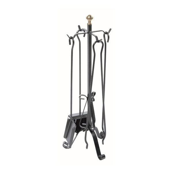 Set Camino 4 Pezzi con Pomolo decorativo in Ottone in Ferro Verniciato Grigio Martellato online