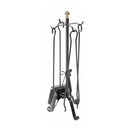 Set Camino 4 Pezzi con Pomolo decorativo in Ottone in Ferro Verniciato Grigio Martellato