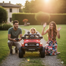 Macchina Elettrica per Bambini Fuoristrada Toyota Fj Cruiser 12V Telecomando Ruote in Gomma e Sedile in Pelle Rosso