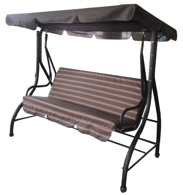 prezzo Lit balançoire de jardin 3 places 192x120x170 cm en acier et polyester marron