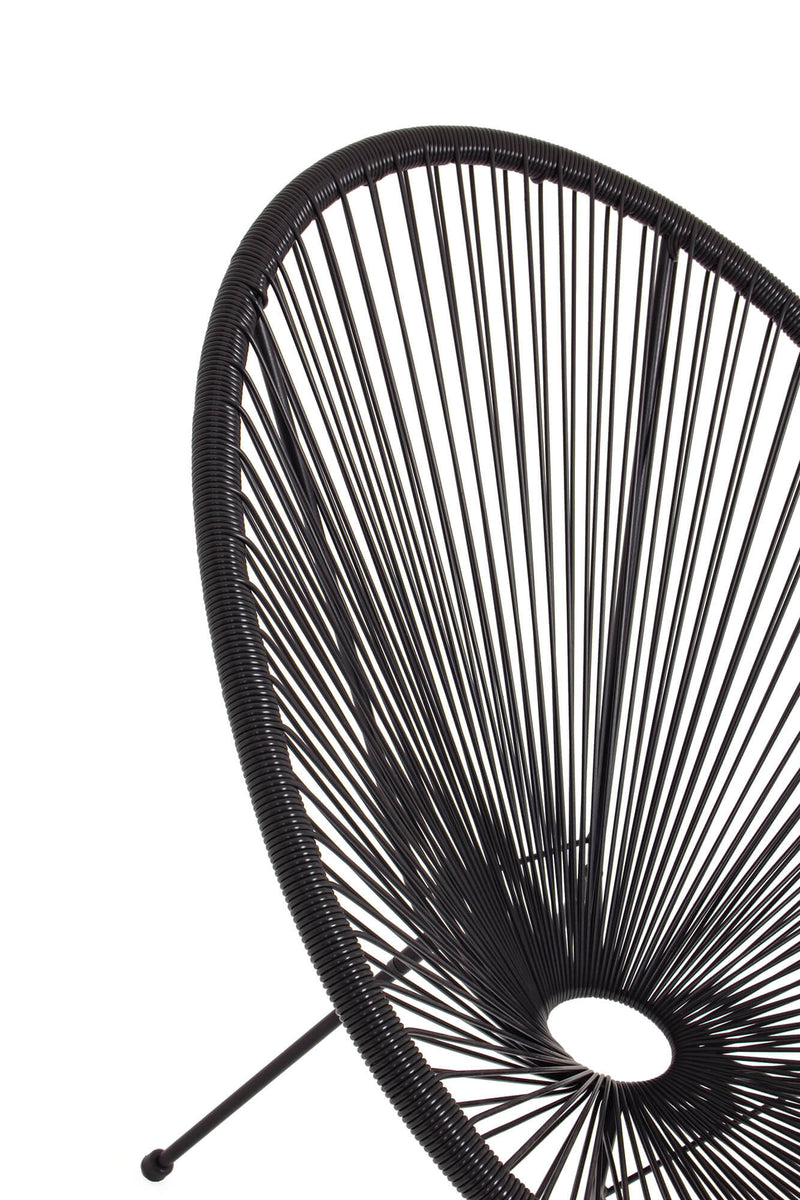 Poltrona da Giardino 72x78x89 cm in Acciaio e Corda Parker Nero