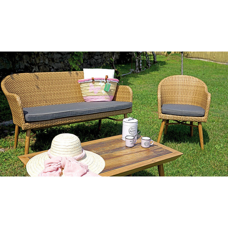 Set da Giardino in Wicker e Alluminio Vorghini Pamplona Grigio