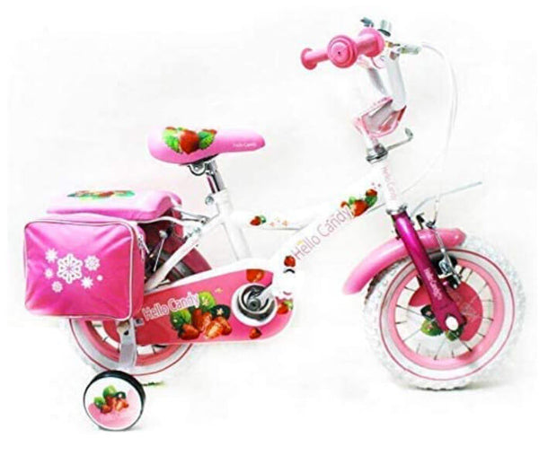 Vélo Fille 12" 2 Freins avec Panier et Sacoches Latérales Blanc sconto