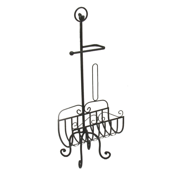 online Porte-rouleau en métal noir avec porte-revues cm 32x27,5xh82