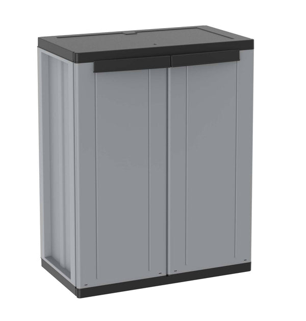 Armoire d'extérieur modulable 68x37,5x85 cm 2 portes 1 étagère en polypropylène Jline gris et noir online