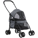 Passeggino per Cani Pieghevole 82x47x97 cm con Borsa e 2 Guinzagli Grigio e Nero   