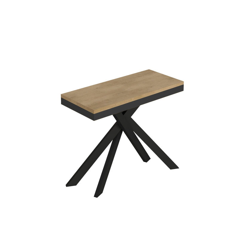 Consolle Allungabile 90-196x40x77 cm Saki Small Evolution Quercia Natura Gambe Antracite 