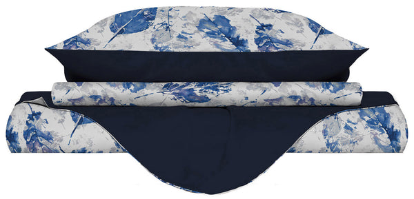Housse de couette double face avec taies d'oreiller imprimées de feuilles sconto