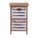 Cassettiera 2 Cassetti in Legno 30x27x47cm Arianna Naturale e Bianca