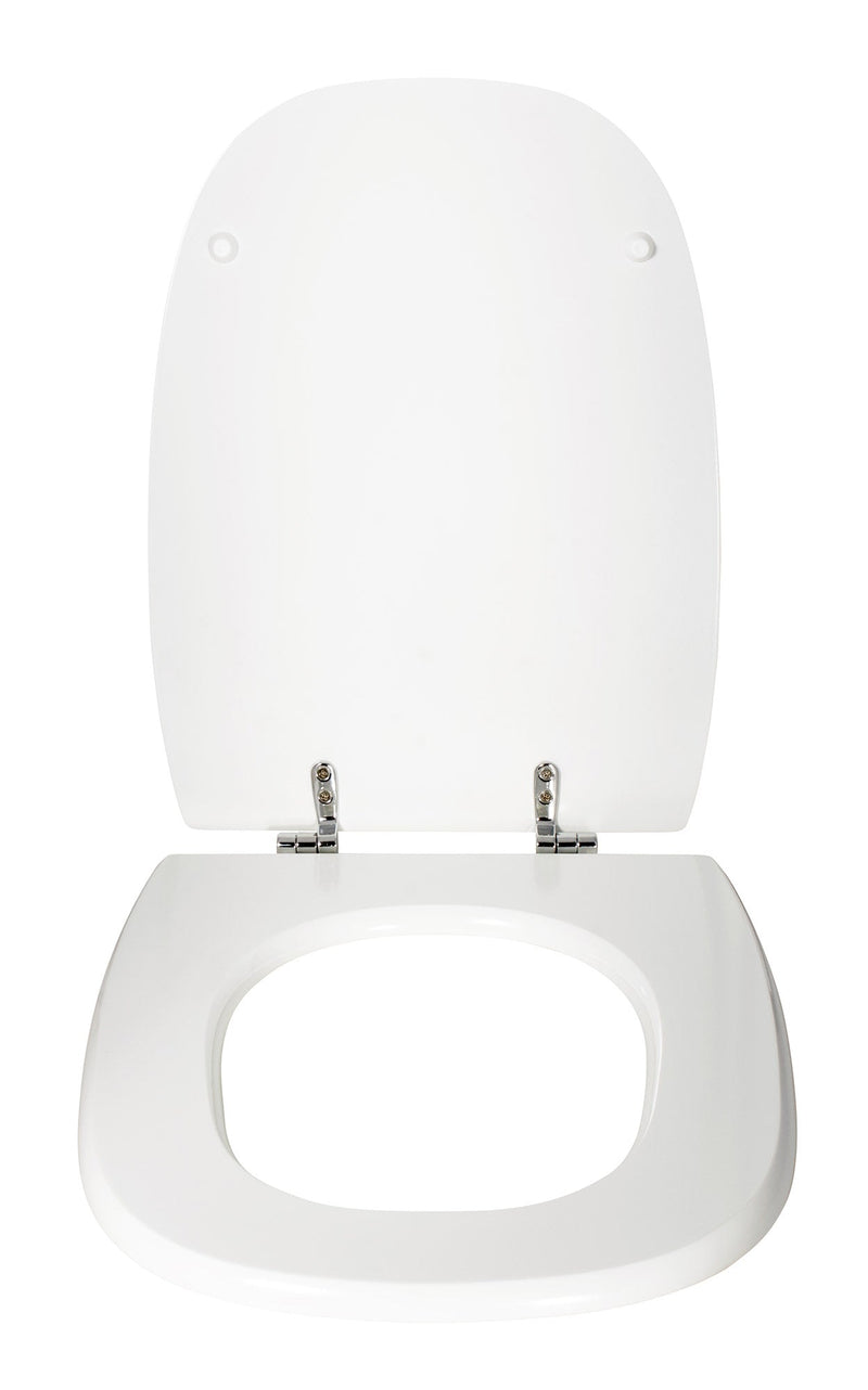 Copriwater Universale 35,5x44,3 cm in MDF Cerniere in Metallo Cromato Square Bianco Lucido