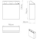 Pattumiera per Raccolta Differenziata 3 Scomparti 180 L 90x30x96 cm in Acciaio Verniciato Bianco
