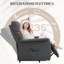 Poltrona Alzapersona Elettrica 1 Motore con 8 Punti Vibranti 62,5x93x97 cm 4 Modalità di Massaggio e Riscaldamento Grigia