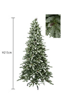 Albero di Natale Artificiale H213 cm Abete Slim con Neve 1113 Tips Verde