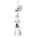 Scaffale Angolare Telescopico H95-260 cm per Bagno 4 Mensole Portaoggetti in Metallo e  Plastica Bianco