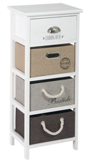 Cassettiera 4 Cassetti in Legno Massello 35x27x80 cm Fumer Zara Bianca