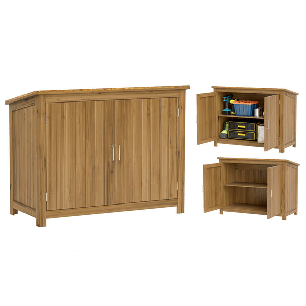 Armadio Porta Attrezzi da Esterno 110x50x85 cm con 2 Ante e Ripiani in Legno online