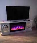 Camino Elettrico da Pavimento 68,5x182x30 cm Effetto Fiamma 1500W Sorento & Adeli