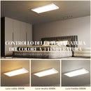 Set 2 Plafoniere LED Sottili e Minimal 60x30x3,7 cm con Colore Regolabile in Acciaio e Plastica Bianco      