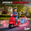 Moto Elettrica per Bambini 1,5-3 Anni Licenza Piaggio Mini Vespa GTS 66,5x38x52 cm 6 V con Batteria al Litio 2,5 km/h Max 25 kg Rossa      