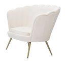 Divanetto Vienna Crema 130x74x84 cm Spugna e Tessuto e Metallo Bianco e Oro