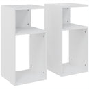 Set 2 Tavolini da Salotto Moderni 30x30x62,5 cm con Ripiano Aperto in Truciolato Bianco      