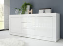 Credenza Mobile da Salotto 2 Porte 3 Cassetti 210x43x86cm TFT  Basic Bianco Lucido