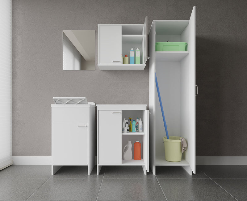 Mobile a Colonna Lavanderia da Esterno 46,5x49x182 cm in PVC Bianco