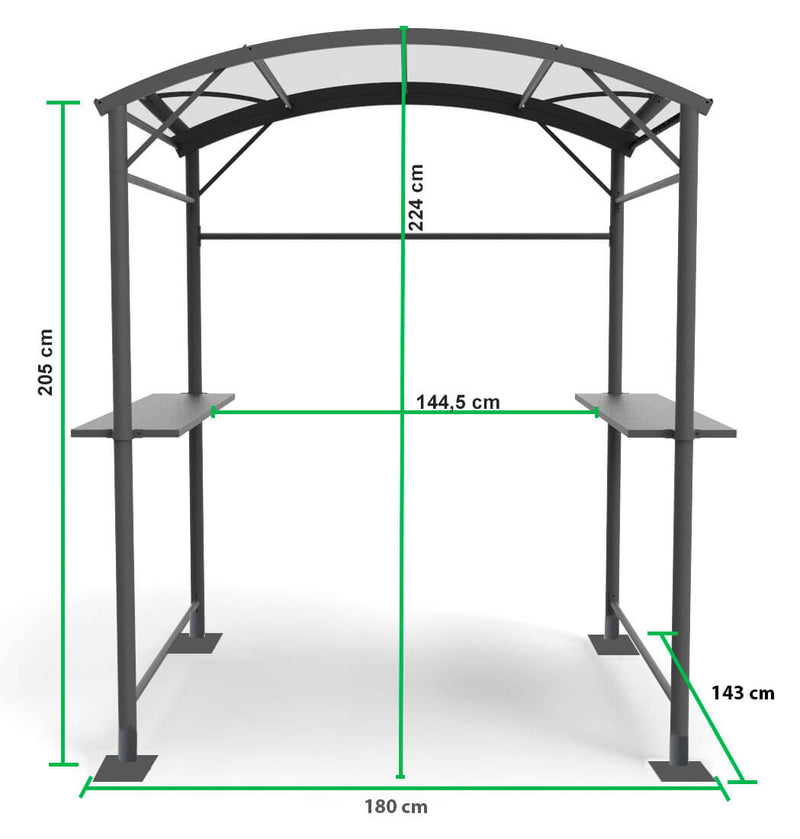 Tettoia per Barbecue 250x135x224 cm in Acciaio con Accessori 