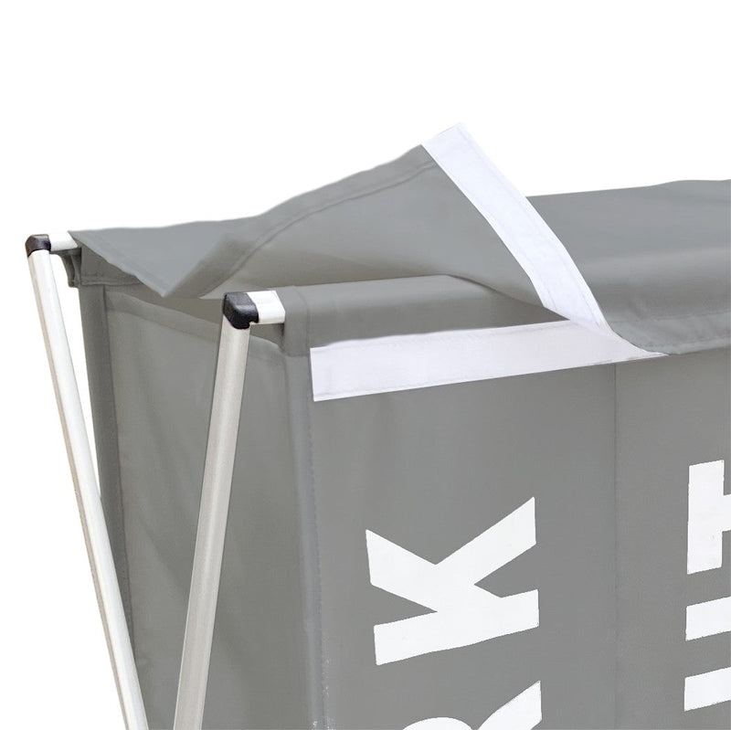 Cesto Portabiancheria 63x61x32 cm 3 Scomparti in Alluminio Grigio Scuro