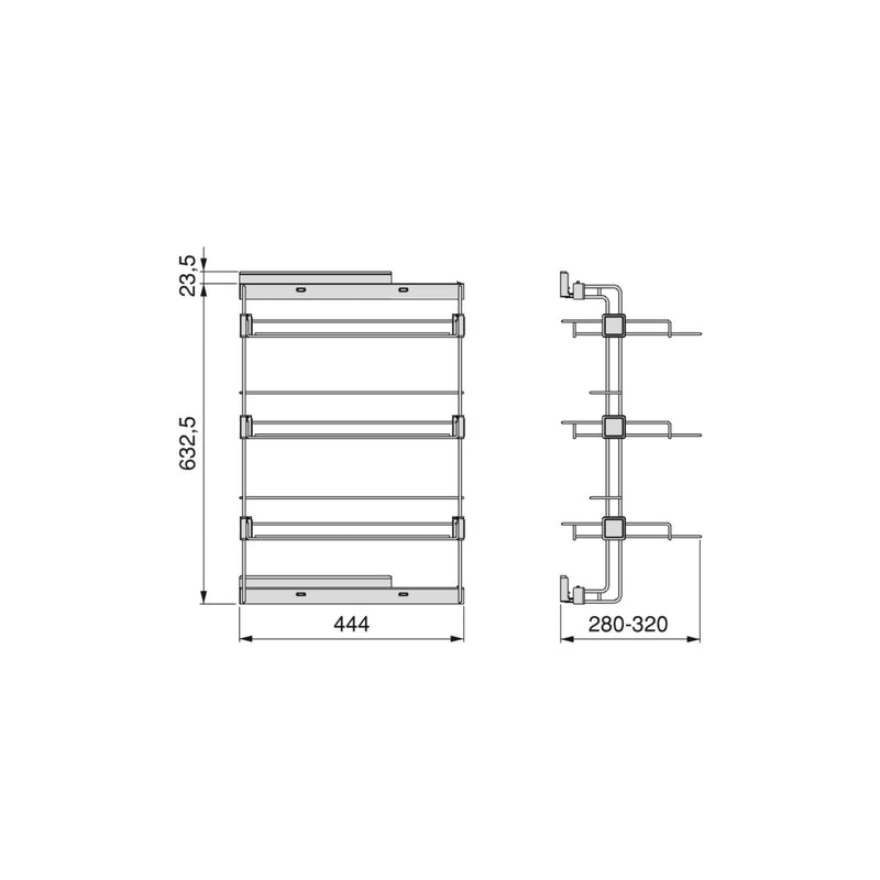 Scarpiera Laterale Sinistra per Armadi in Acciaio Emuca Hack Grigio Pietra