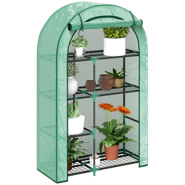 online Serra a Parete a 4 Livelli 100x45x160 cm con Porta a Cerniera in Acciaio e PE Verde