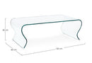 Tavolino Iride Curl Rettangolare con Vetro 120x60 in Vetro