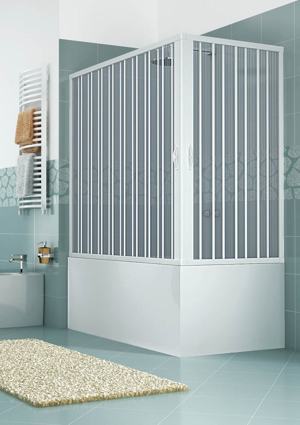 online Pare Baignoire 2 Côtés Cloison 2 Portes Pliantes Ouverture Angulaire En PVC H150 Caldoni Komet