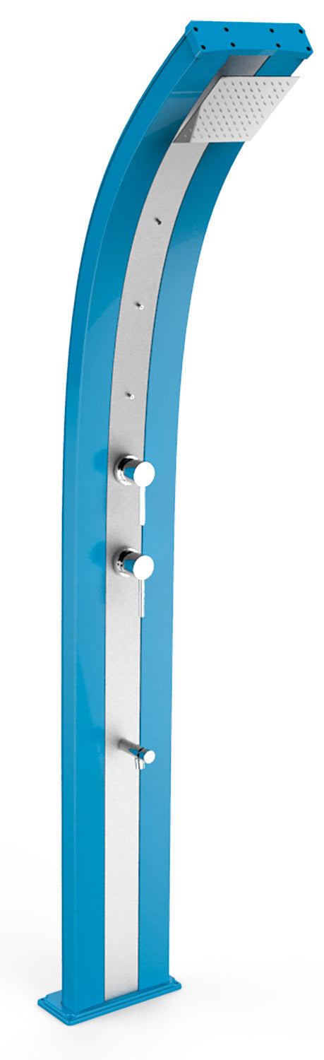 Doccia Solare da Giardino 40L Miscelatore Nebulizzatore e Lavapiedi Arkema Dada Fascia Inox Blu prezzo